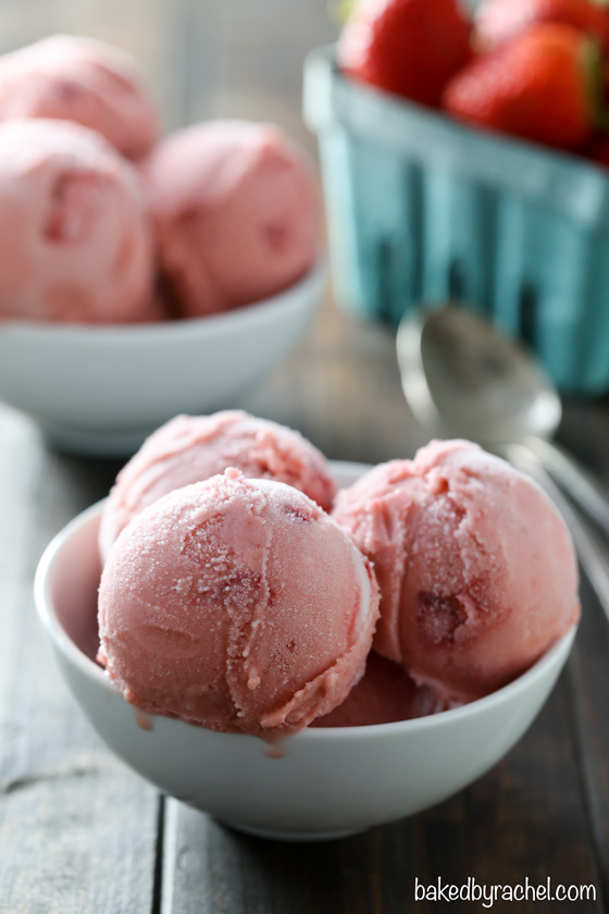 Creamy DAIRY FREE strawberry pineapple coconut milk ice cream recipe from @bakedbyrachel