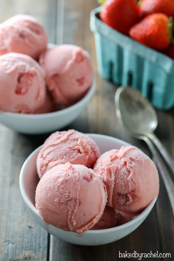Creamy DAIRY FREE strawberry pineapple coconut milk ice cream recipe from @bakedbyrachel