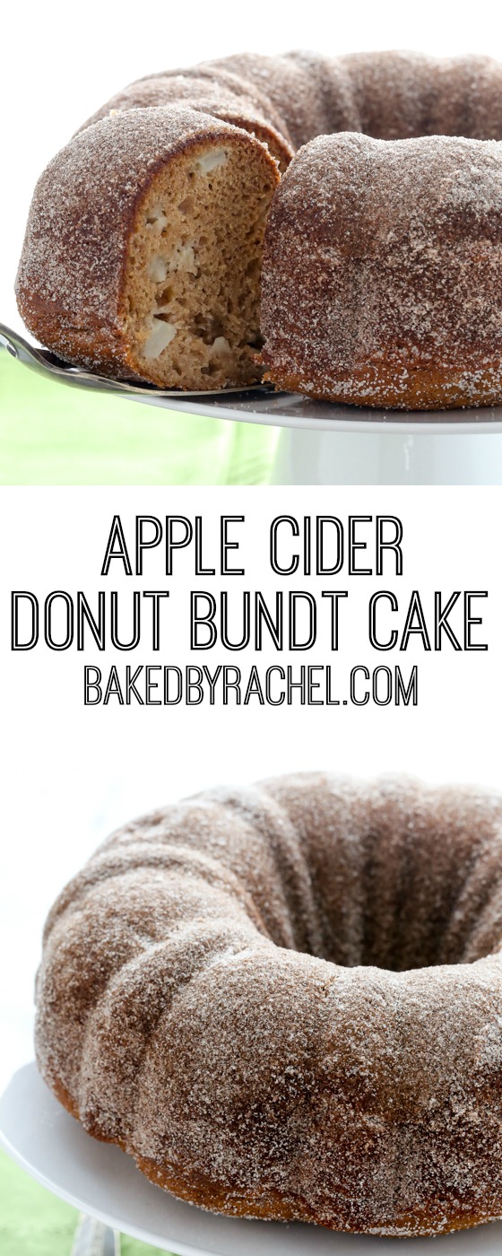 Moist apple cider donut bundt cake recipe from @bakedbyrachel A fun treat for Fall!