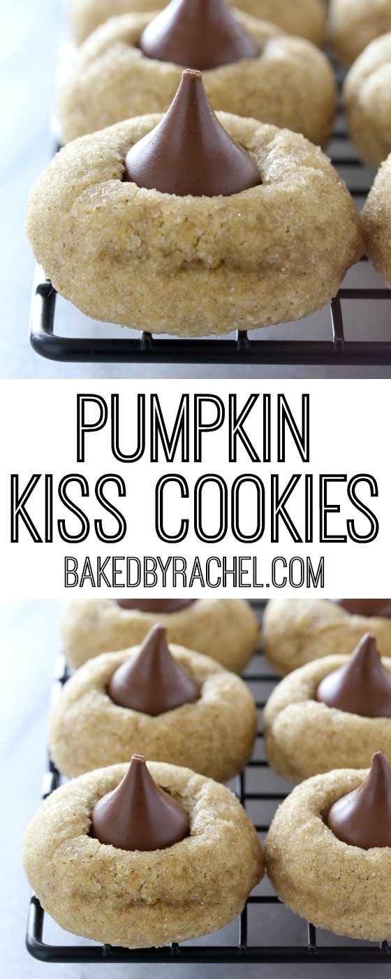 Fluffy spiced pumpkin Kiss cookie recipe from @bakedbyrachel A fun seasonal twist on a classic cookie! 