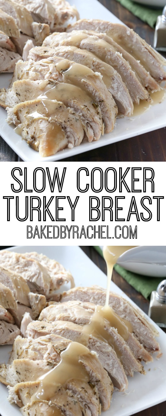Moist slow cooker turkey breast recipe from @bakedbyrachel