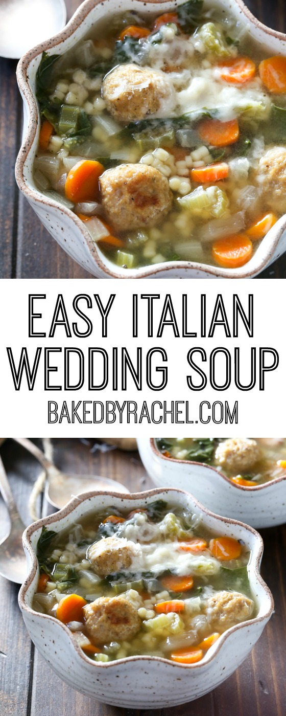 Easy slow cooker Italian wedding soup recipe from @bakedbyrachel A hearty dinner!