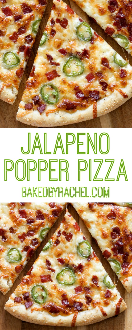 Thin crust jalapeño popper pizza recipe from @bakedbyrachel