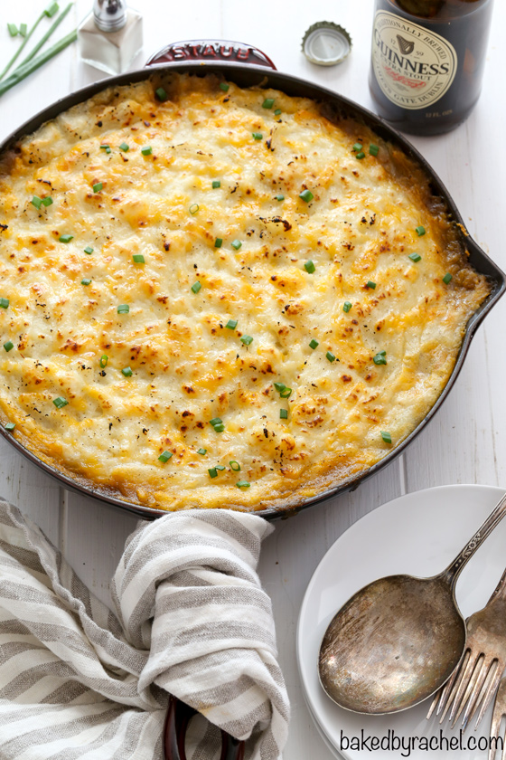 Hearty Guinness beef shepherd's pie recipe from @bakedbyrachel A flavorful meal for St. Patrick's Day or any day!