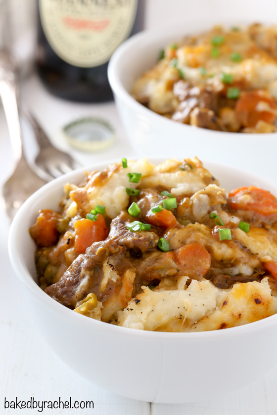 Hearty Guinness beef shepherd's pie recipe from @bakedbyrachel A flavorful meal for St. Patrick's Day or any day!