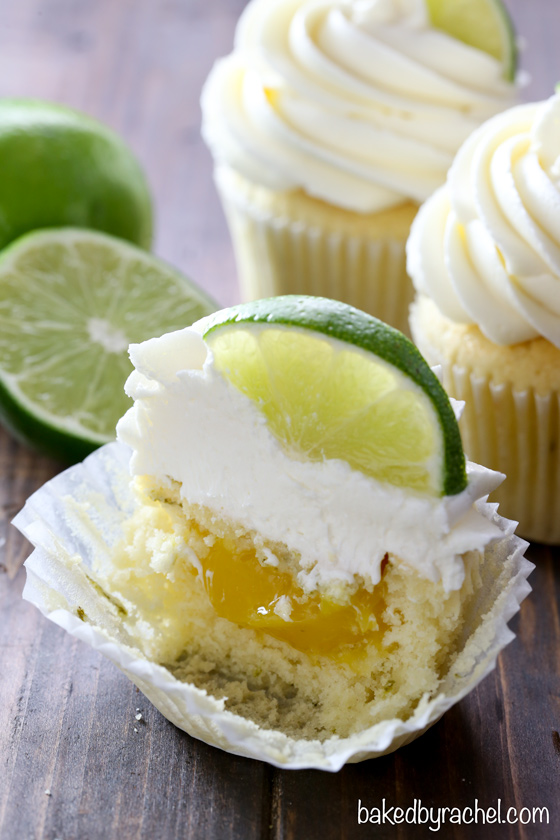 Margarita cupcakes with fresh lime curd filling and tequila-lime buttercream frosting recipe from @bakedbyrachel