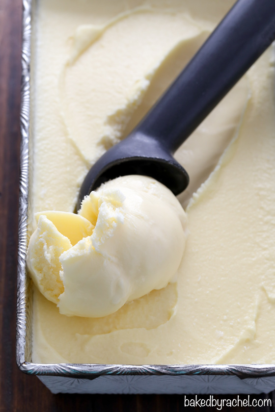 Creamy dairy-free piña colada ice cream recipe from @bakedbyrachel