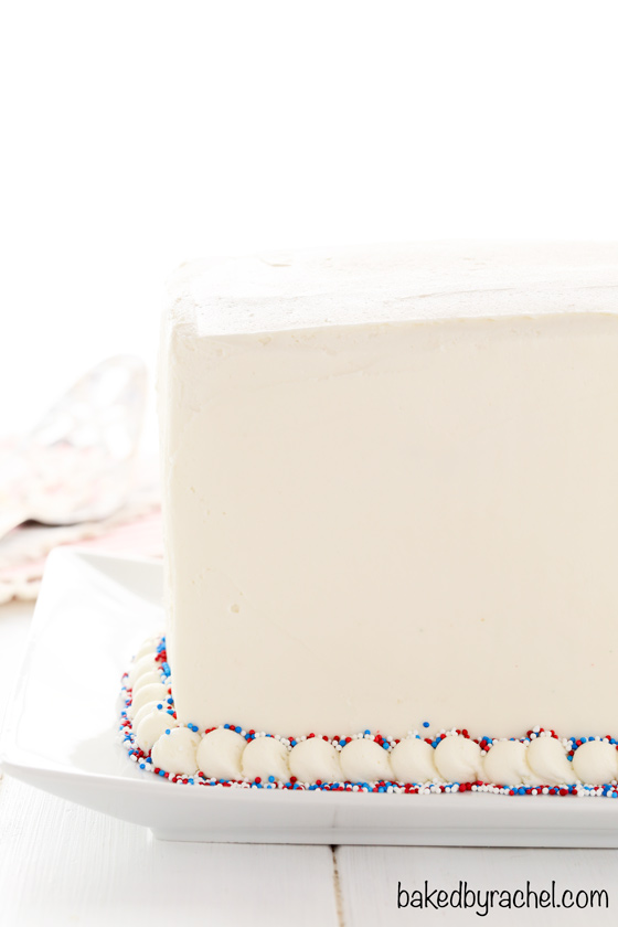 Red, white and blue marble layer cake recipe from @bakedbyrachel A festive dessert for the 4th of July!