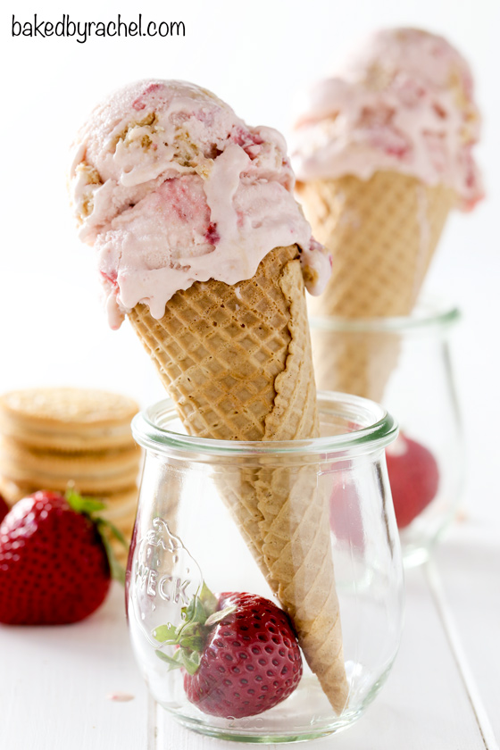 Strawberry cookies and cream ice cream recipe from @bakedbyrachel 