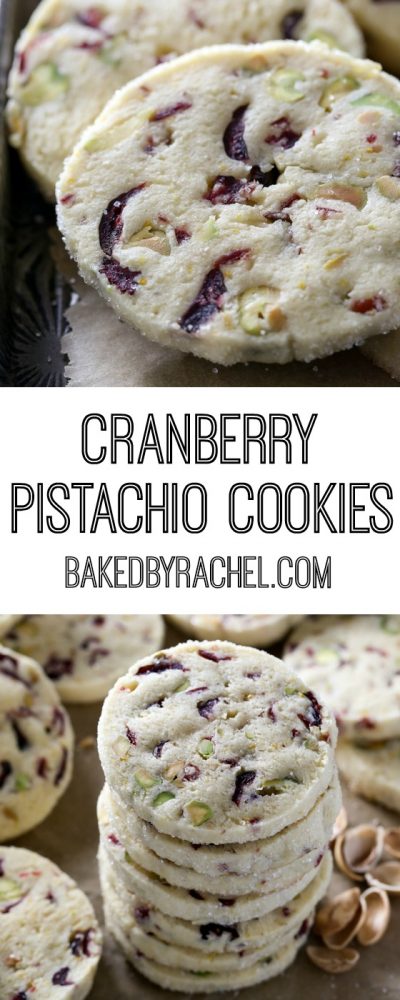 Light and flavorful cranberry pistachio cookie recipe from @bakedbyrachel
