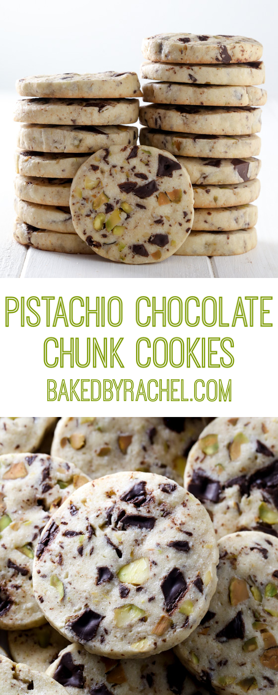 Slice and bake pistachio chocolate chunk cookies recipe from @bakedbyrachel