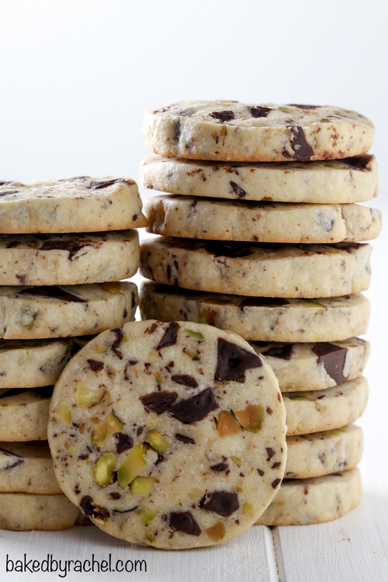 Slice and bake pistachio chocolate chunk cookies recipe from @bakedbyrachel