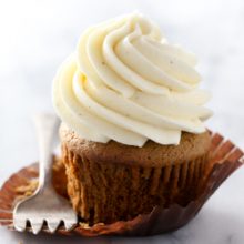 Moist homemade spiced gingerbread cupcakes with sweet and silky eggnog buttercream frosting! A must make holiday treat!