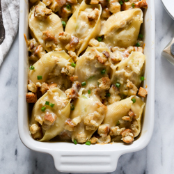 Thanksgiving leftover turkey stuffed shells recipe from @bakedbyrachel A fun and flavorful twist on holiday leftovers!